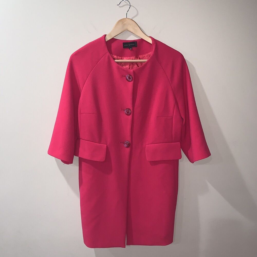 Jennifer Tattanelli Italy Overcoat Jacket Pink 60s Vtg Size 44/8/M Button Up